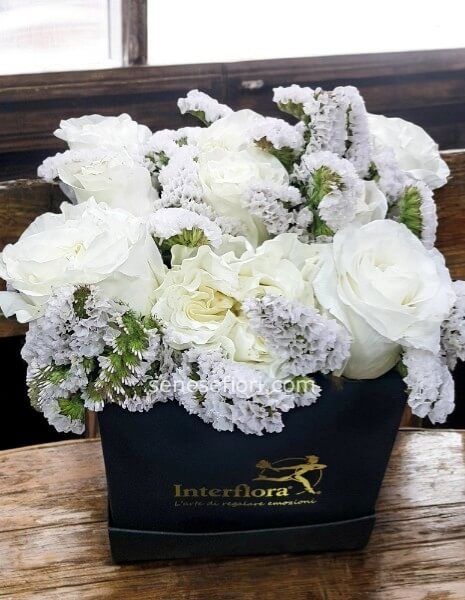 invia Flower box 9 rose bianche in poche ore Napoli e provincia